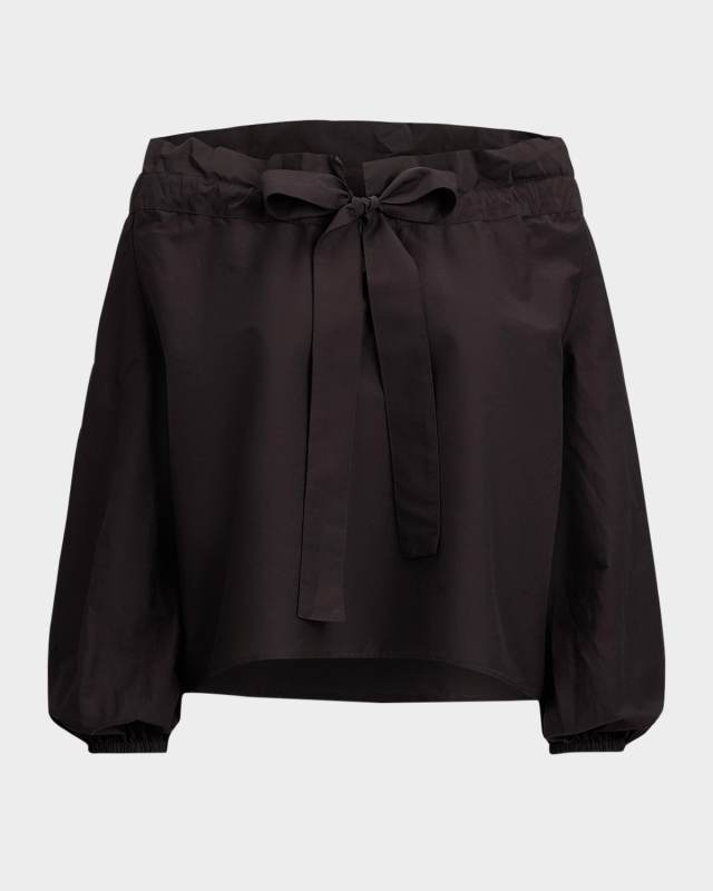 Ruffle-Collar Cotton-Silk Blouse